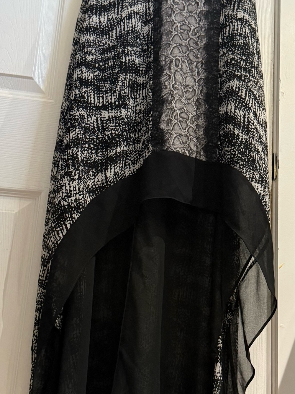 BCBGMaxAzria Black and White High-Low Print Skirt